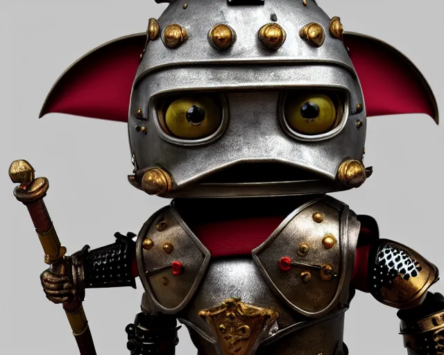 Prompt: zoomed portrait of tin toy kobold paladin wearing armour in medieval london, nicoletta ceccoli, mark ryden, lostfish, hyung tae, frank frazetta, depth of field, detailed and intricate gothic environment, 8 k resolution, hyperrealistic, octane render
