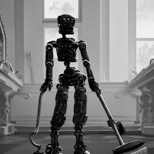 Image similar to robot forces human to clean up aisle at walmart digital art, 3 d high definition, trending on artstation, photorealistic, high resolution, 8 k, octane, hyper detailed, trending on deviantart insane details, intricate, elite, ornate, elegant trend, highly detailed and intricate, sharp focus, photography, unreal engine