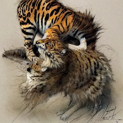 Image similar to ( ( ( ( ( 👨🦱🐯. muted colors. ) ) ) ) ) by jean - baptiste monge!!!!!!!!!!!!!!!!!!!!!!!!!!!