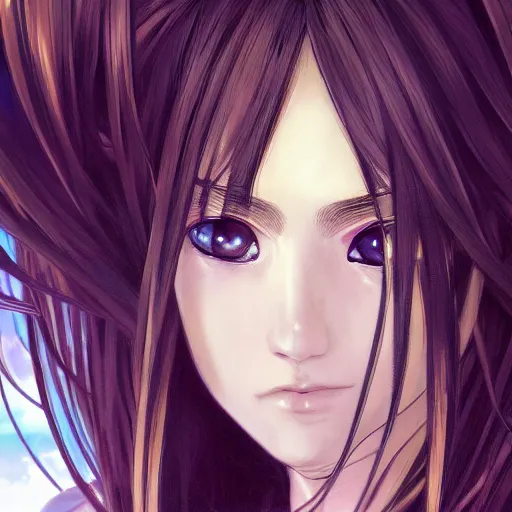 Image similar to girl with jet engines, anime style, long hair, hair down, symmetrical facial features, extremely beautiful face shape, from arknights, hyper realistic, 4 k, rule of thirds, extreme detail, detailed drawing, trending artstation, hd, half cyborg, d & d, realistic lighting, by alphonse mucha, greg rutkowski, sharp focus, backlit