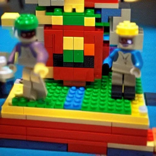 Image similar to “ so long gay bowser, scene constructed in lego blocks. ”