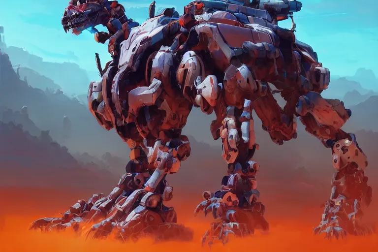 Image similar to scrapper machine mecha animal beast robot of horizon forbidden west horizon zero dawn bioluminiscence, behance hd by jesper ejsing, by rhads, makoto shinkai and lois van baarle, ilya kuvshinov, rossdraws global illumination