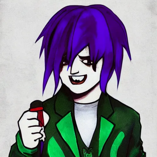 Image similar to Gerard way Cosplaying as Kris from Deltarune, fan art