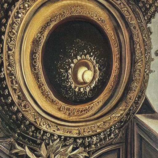 Prompt: detailed painting of a pod architecture, filigree ornaments, caravaggio