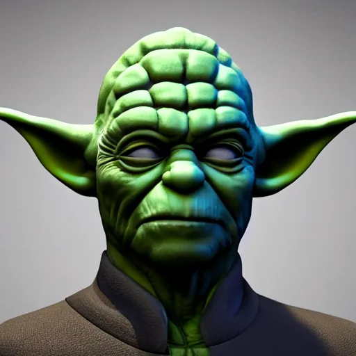 Prompt: 3 d render of jason statham as yoda from profile