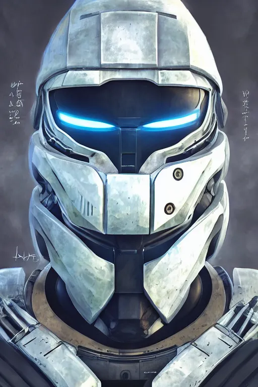 Image similar to robot ninja mask helmet halo master chief radiating a glowing aura global illumination ray tracing hdr fanart arstation by ian pesty and katarzyna da „ bek - chmiel