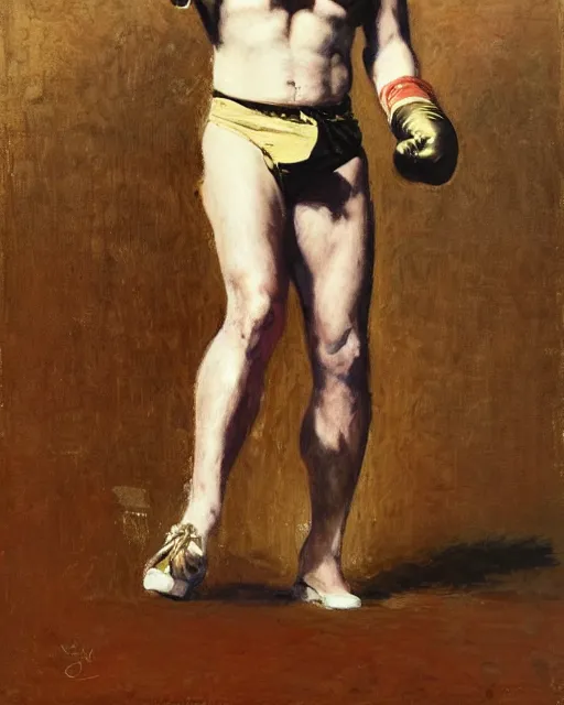 Image similar to sigma sam hyde standing triumphantly on a boxing stage, smooth, sharp focus, by jeremy lipkin, john berkey, claude monet, dino valls