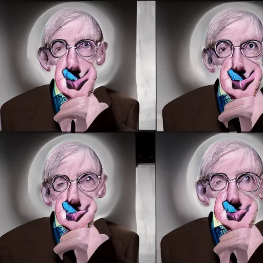 Prompt: Stephen Hawking mixed with Squidward Tentacles, bikini bottom, photography, studio lighting, 8k,