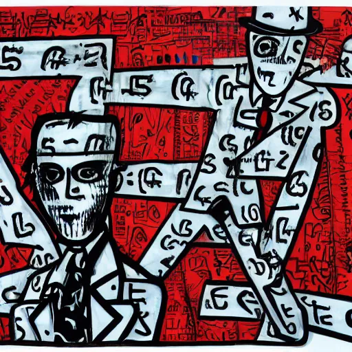 Image similar to jack the ripper, symmetrical, by andy warhol, tyler edlin, yoshitaka amano, liu wei, anselm kiefer, keith harring