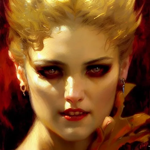 Image similar to attractive twenty first century vampire beautiful eyes. highly detailed painting by gaston bussiere, craig mullins, j. c. leyendecker 8 k