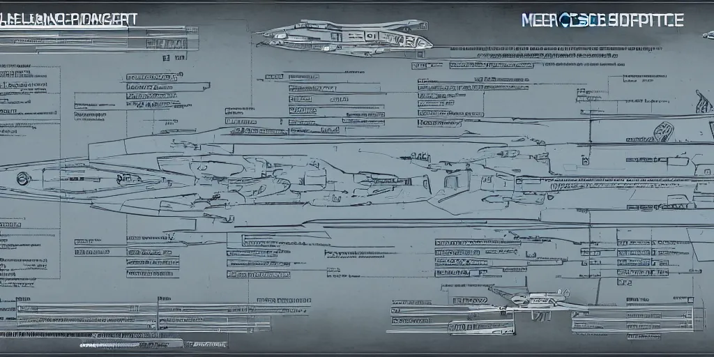 Image similar to detailed infographic blueprint of a messenger spaceship in the style of eve online