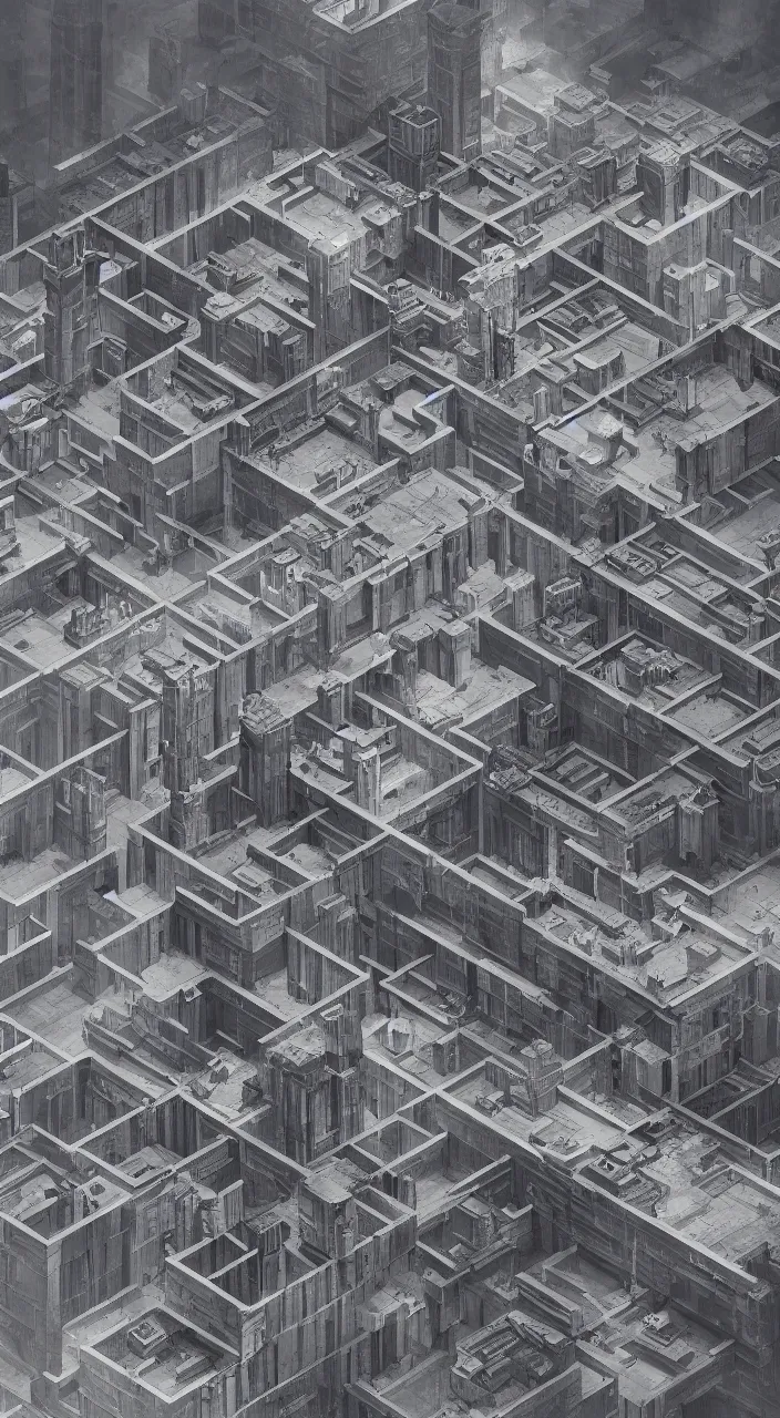 Image similar to isometric drawing of tall big height brutalist imperial military base and city, drawing architecture, isometric view, ultra very long shot, imperial architecture in rogue one, pritzker architecture prize, brutalism architecture, jan urschel, greig fraser