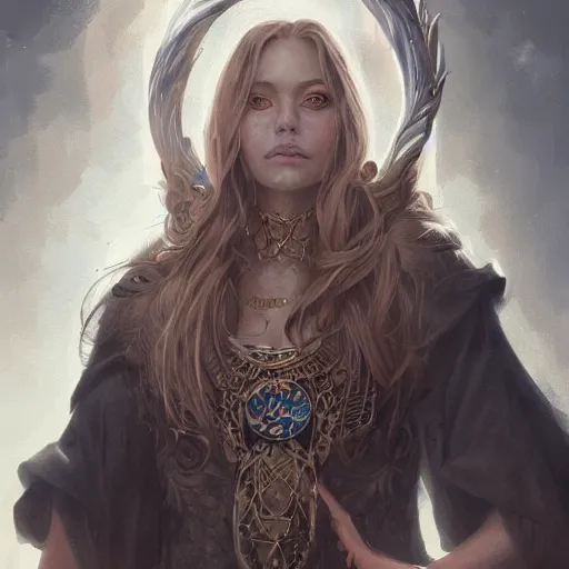 Image similar to a portrait of shannon moon as a wizard, urban motifs, intricate, elegant, highly detailed, digital painting, trending on artstation, concept art, smooth sharp focus, illustration, art by artgerm and greg rutkowski