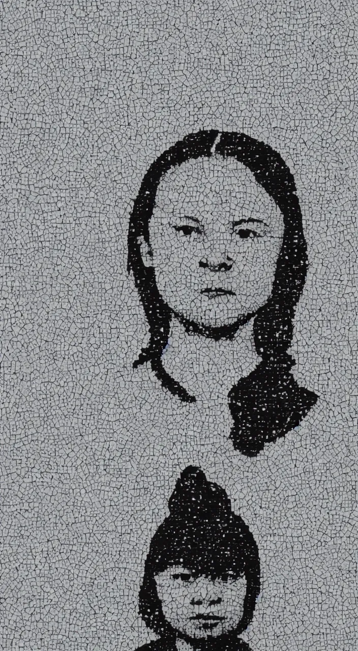 Prompt: silhouette of greta thunberg. portrait by ai weiwei