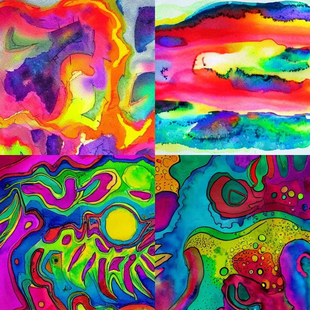 Prompt: acid trip, abstract, watercolor, colorful