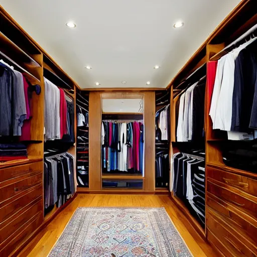 Prompt: a trillionaires walk in closet