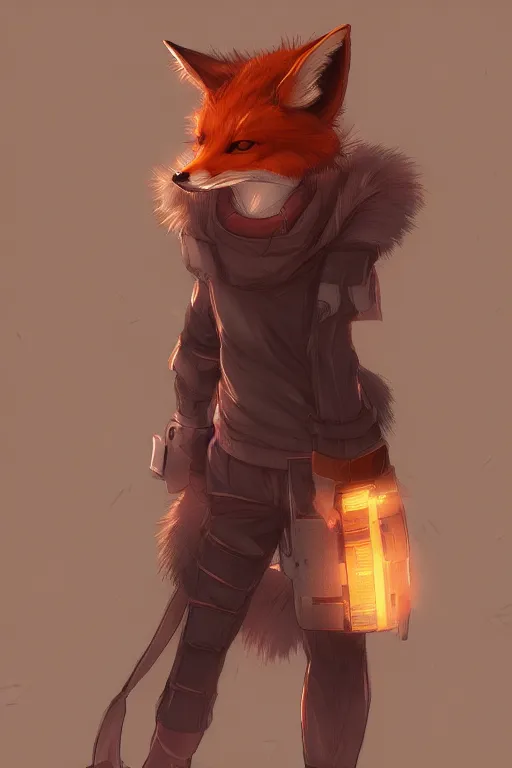 Image similar to a fox fursona, trending on artstation, by kawacy, furry art, digital art, cyberpunk, high quality, backlighting