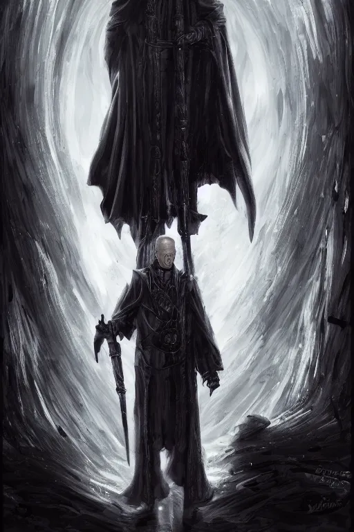 Prompt: joe biden as a hooded arch mage, character art, by artgem, by yoshitaka amano, dark atmosphere, digital art, highly detailed, portrait