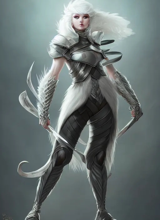 Prompt: fur - lined armor!!! beautiful and elegant white haired female!! gorgeous ayes!! character concept art, sharp focus, octane render! unreal engine 5! highly rendered!! trending on artstation!! detailed linework!! illustration by artgerm and peter mohrbacher