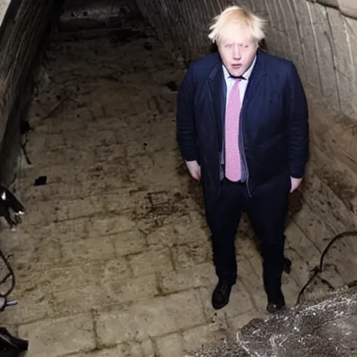 Image similar to photo of boris johnson lost in the sewers