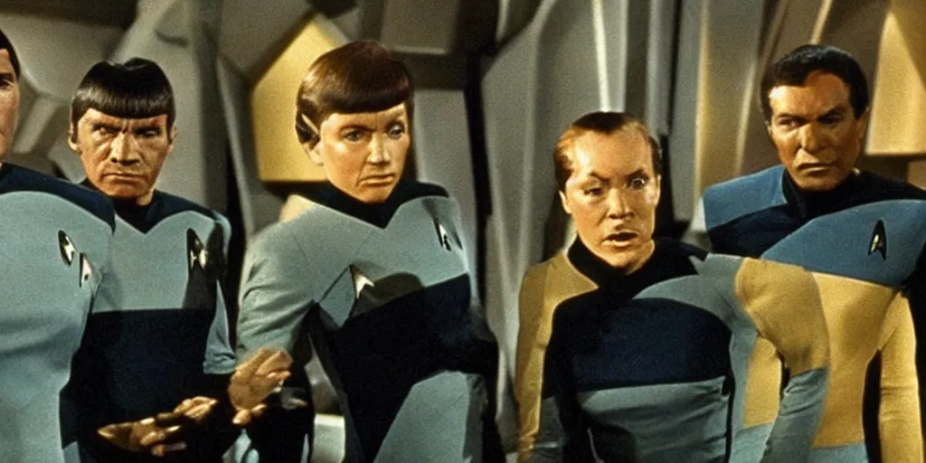 Image similar to a still from Star Trek the original series