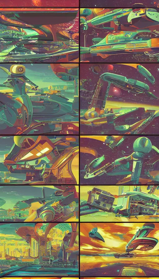 Image similar to spriteset for space shooter, italian futurism, da vinci, Dan Mumford, Josan Gonzalez