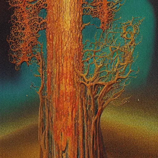 Prompt: 1 9 7 0's hovering psychedlic country height retriever liquor cedar tree copper, by benoit b. mandelbrot and beksinski and albrecht durer, smooth, detailed painting, abstract
