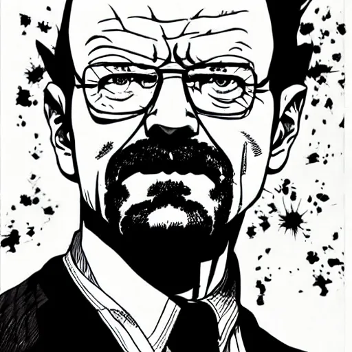 Image similar to Walter White, manga illustration by Hirohiko Araki, Jojo, Shonen Jump, detailed