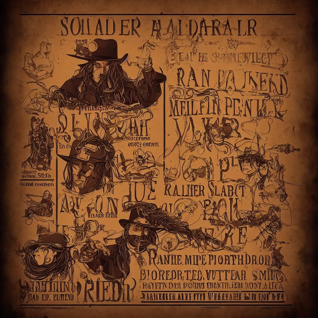 Image similar to solarpunk steampunk spaghetti western wanted poster, header wanted the RANDEL BROTHERS dead or alive, medieval trending on artgerm