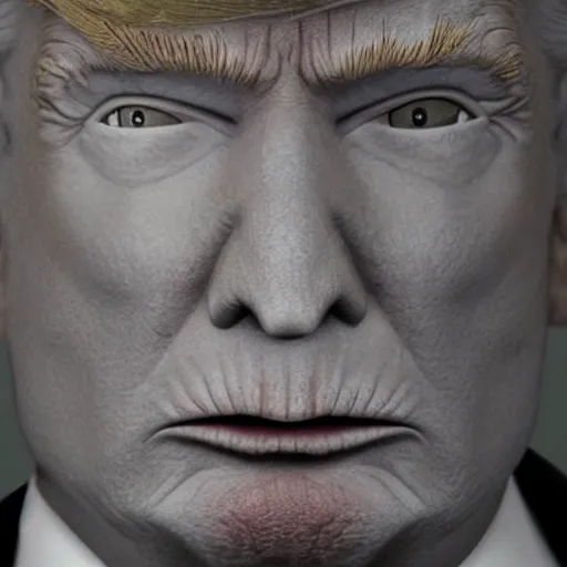 Image similar to donald trump as an alien grey, tall, very thin, terrifying, grimdark, photorealistic