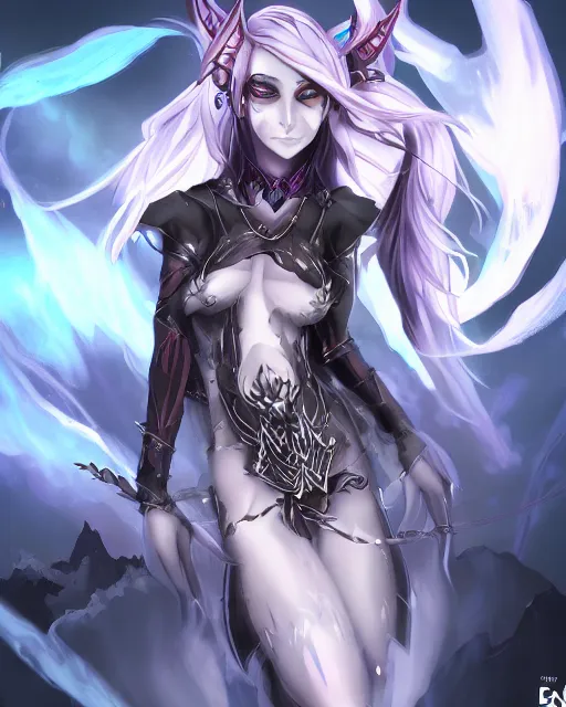 Prompt: elven dark elf girl, in the style of sumihei, tokyo ravens style, dynamic lighting, fantasy concept art, trending on art station, stunning visuals, ultra detailed