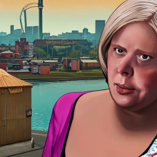 Image similar to vicky pollard from Little Britain on the Cover from gta v