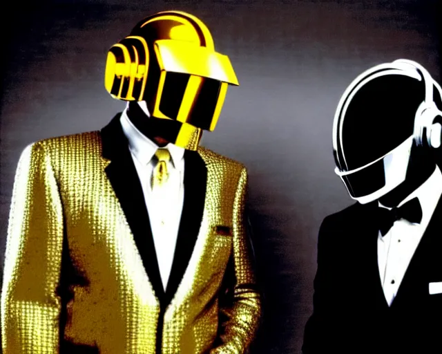 Prompt: Abbott and Costello meet Daft Punk