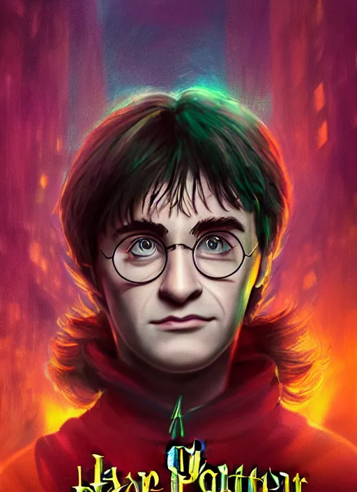 harry potter portrait, hogwarts 2 0 7 7, neon,, Stable Diffusion