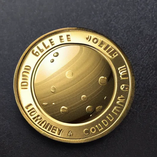 Prompt: planet jupiter gold coin