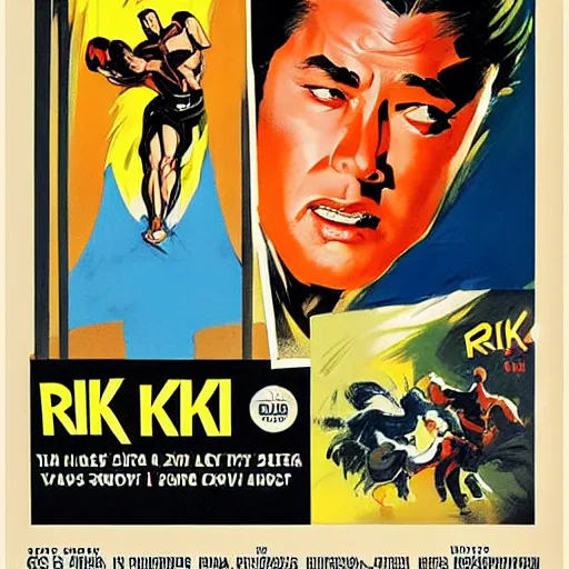 Prompt: vintage movie poster art for riki - oh the story of ricky by greg manchess, tooth wu and frank miller