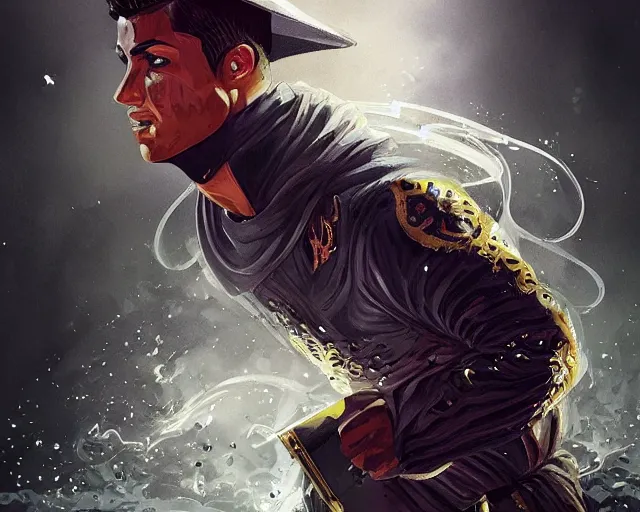 Prompt: cristiano ronaldo as a strong fantasy magician who does magic, fantasy art, in the style of Frank Neidhardt, illustration, epic, fantasy, intricate, elgant, amazing detail, digital painting, artstation, concept art, smooth, sharp focus