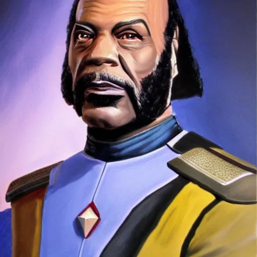 Image similar to commander worf from star trek the next generation. realistic concept art painting,