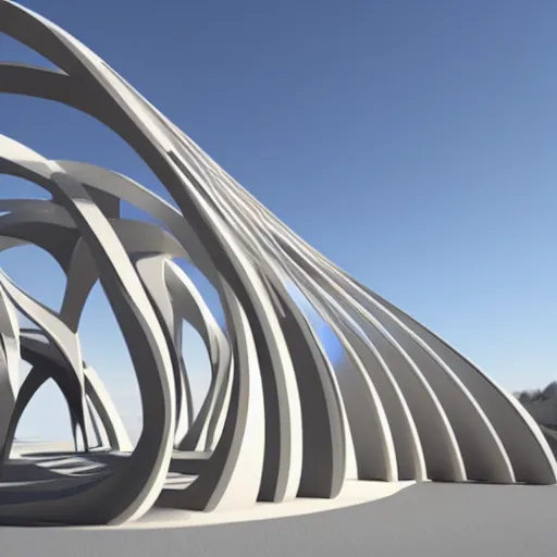 Image similar to 3d printed building, by calatrava