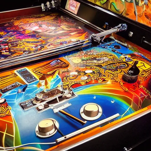 Image similar to photograph of a dmb themed pinball machine