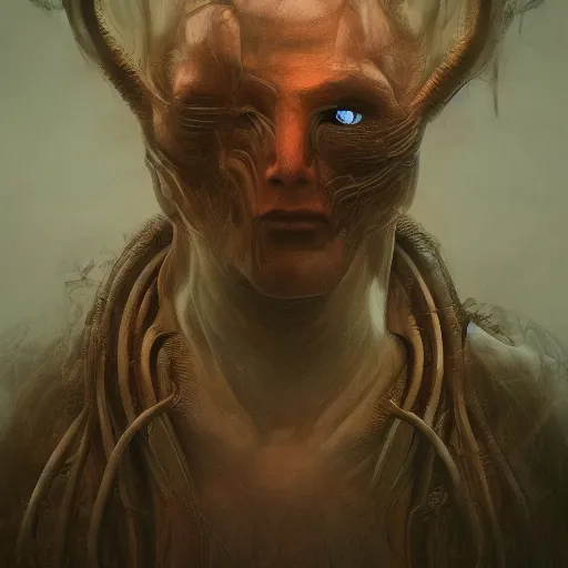 Image similar to a photograph of Ben Wyatt from television comedy Parks and Rec. sci-fi concept art by giger and beksinski and szukalski and wlop and pete mohrbacher, digital art, highly detailed, intricate, horror, sharp focus, Trending on Artstation HQ, deviantart