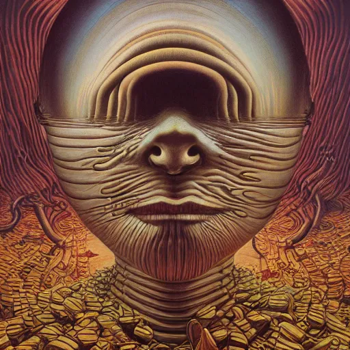 Image similar to monalisa by jacek yerka, alex gray, zdzisław beksiński, dariusz zawadzki, jeffrey smith and h.r. giger, oil on canvas, 8k highly professionally detailed, trending on artstation