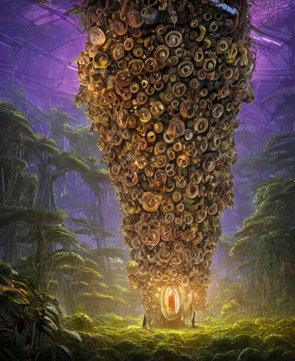Prompt: a giant weird industrial plant hive made out of isopod wasp octopus, in the style of a strange exotic spaceship, overgrown with disturbing orchids, godbeams, partly cloudy, somber, dramatic lighting, by dan mumford, yusuke murata, makoto shinkai, ross tran, cinematic, unreal engine, cel shaded, featured on artstation, pixiv