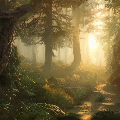 Prompt: forest in the morning light, hyper detailed digiital illustration, trending on artstation