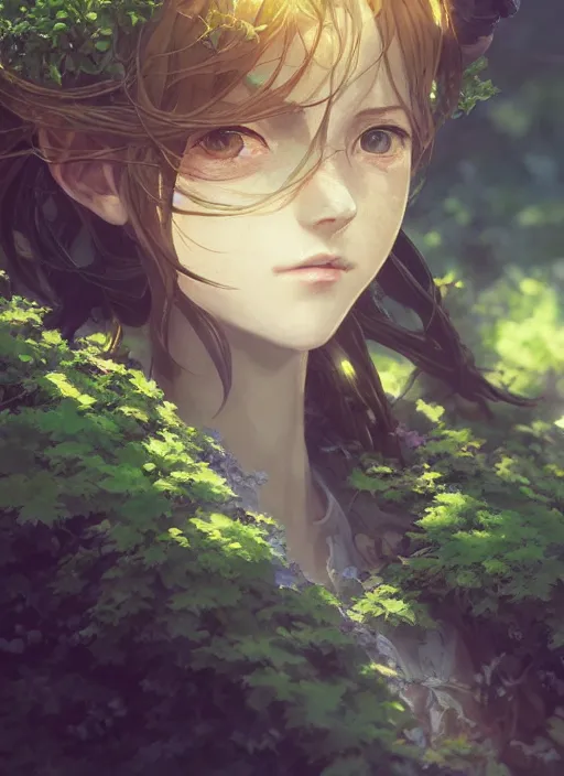 Image similar to a portrait of the emerald herald in the garden, fine details, intricate, tone mapped, ambient lighting, highly detailed, digital painting, concept art, sharp focus, by makoto shinkai and akihiko yoshida and hidari and wlop