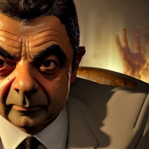 Prompt: rowan atkinson in doom eternal, highly detailed, extremely high quality, hd, 4 k, 8 k, professional photographer, 4 0 mp, lifelike, top - rated, award winning, realistic, detailed lighting, detailed shadows, sharp, no blur, edited, corrected, trending