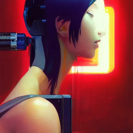 Image similar to A beautiful cyborg woman || ANIME, fine-face, realistic shaded perfect face, fine details. Anime. realistic shaded lighting poster by Ilya Kuvshinov katsuhiro otomo ghost-in-the-shell, magali villeneuve, artgerm, Jeremy Lipkin and Michael Garmash and Rob Rey