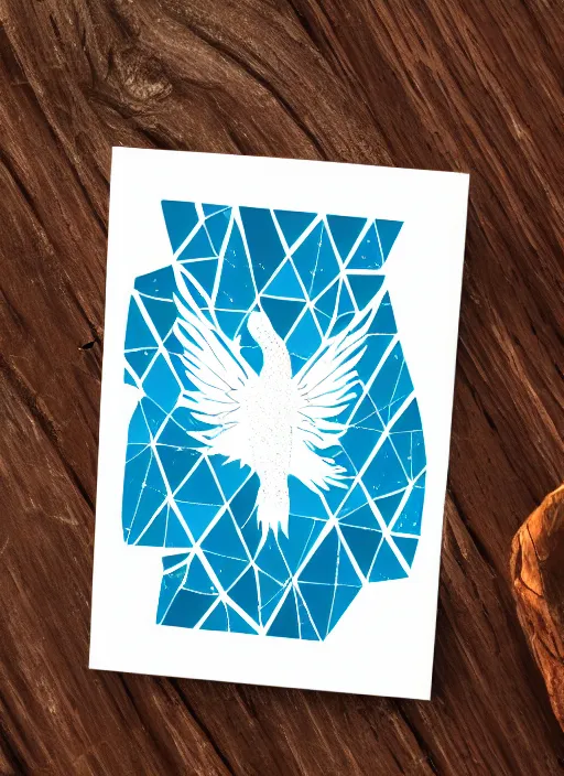 Image similar to white phoenix on salt crystals simple background simplified stylised card design geometric graphic design