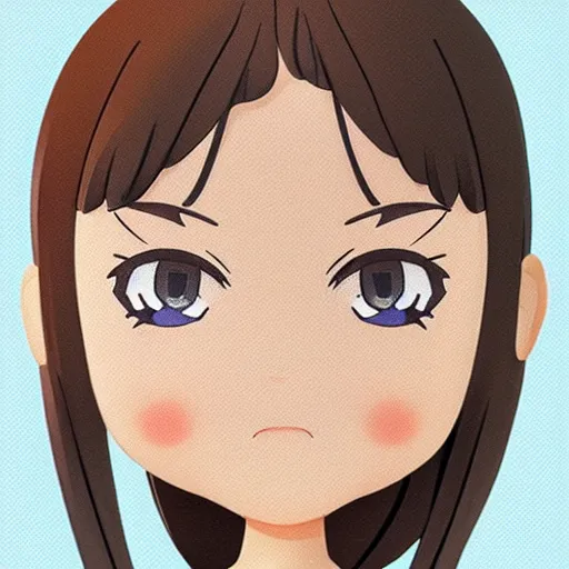 Image similar to beautiful super flat concept art portrait of face detailing cute nendoroid girl in the style of Julian Opie, toon rendering, close-up, no shade, modern art, kyoto animation, 3/4 view