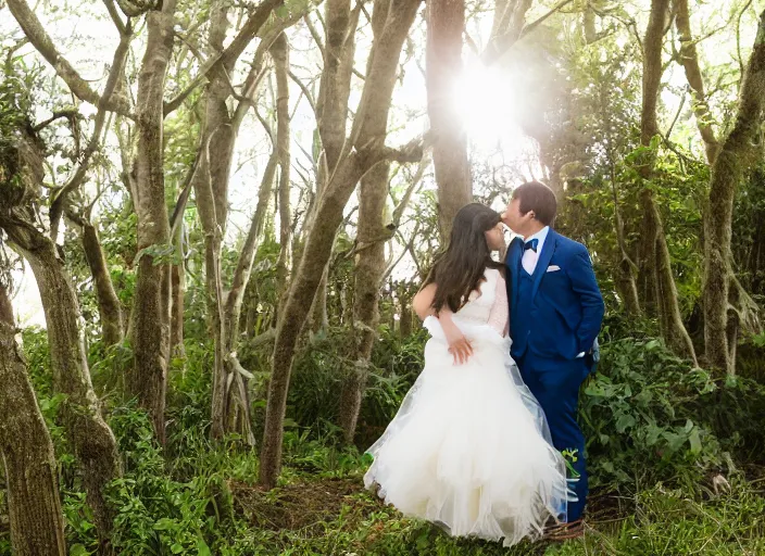 Image similar to care bear themed wedding, professional photography, nerd marriage